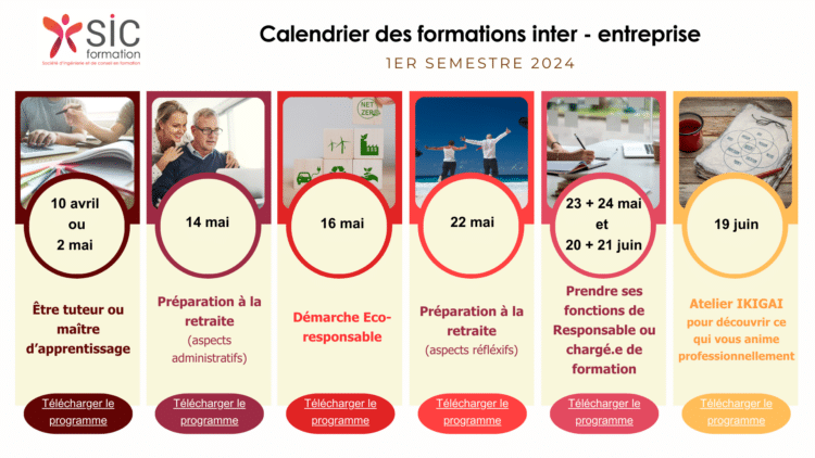 A vos tablettes pour le calendrier des formations inter-entreprises du 1er semestre 2024